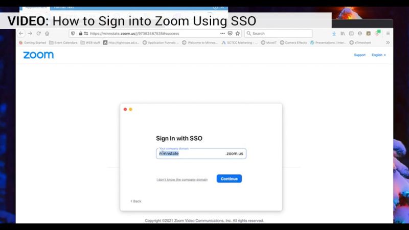 Video - how to sign into SSO on zoom