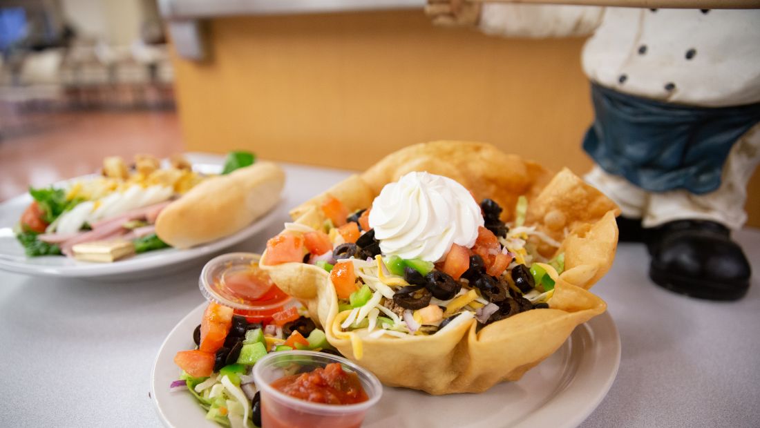 taco salad with condiments