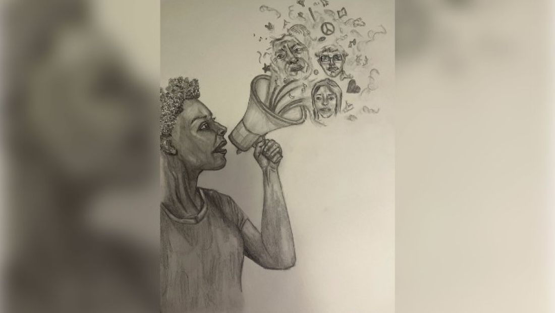 drawing of a person with a megaphone
