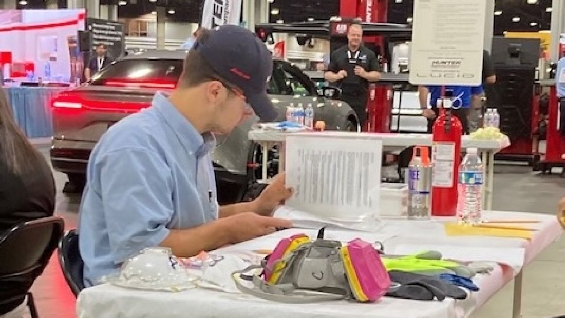 Student working on skills during competition