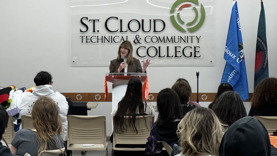 Pres Kloos speaks at the blanketing ceremony