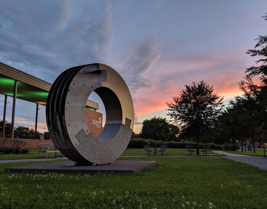 Donut in front of SCTCC at sunset