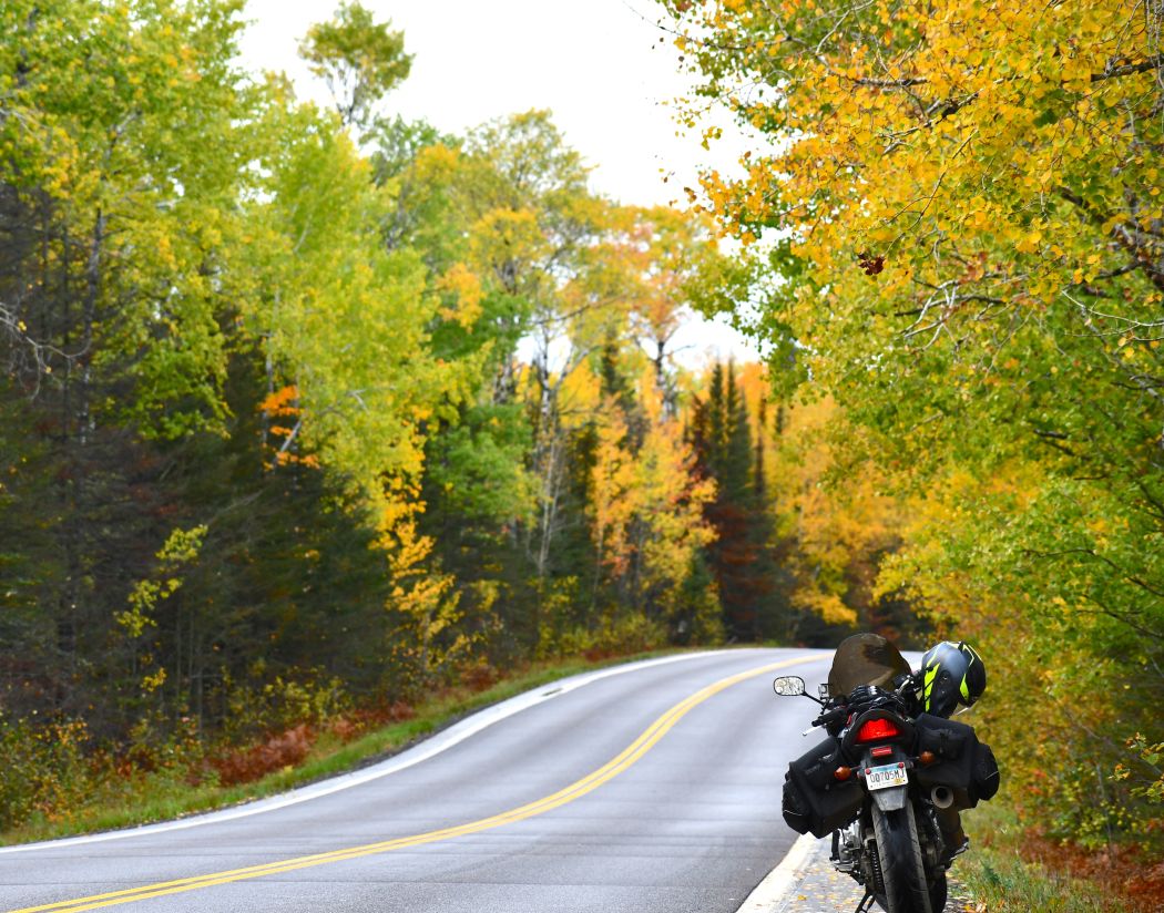 motorcycle parked on the side of the road