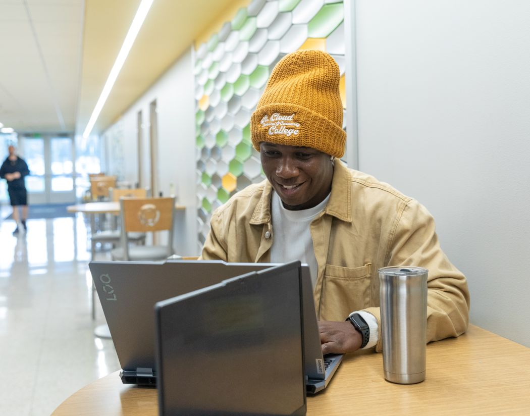 Student working on laptop