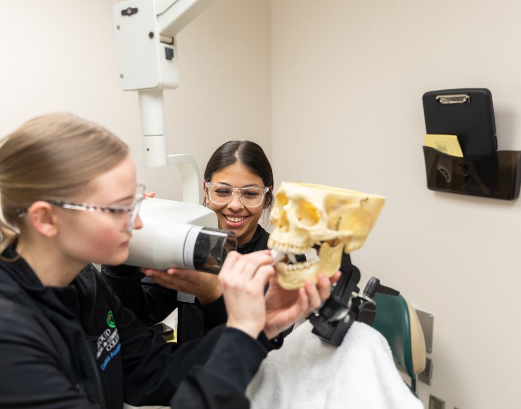 dental assistants setting up practice x-ray