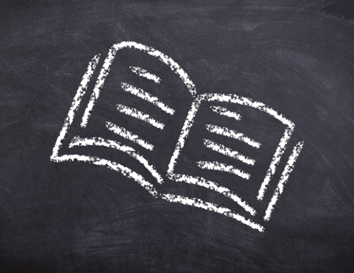 chalk drawing of a open book