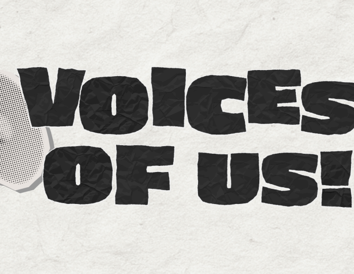 voices of us text with a megaphone