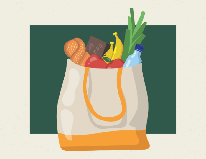 a bag filled with groceries