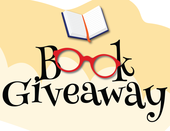 book giveaway with glasses as the "OO"