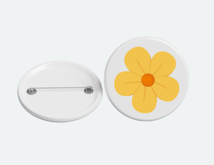 pin button with flower design