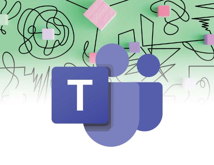 Teams logo with a graphic of a lot of squiggly lines and a mess