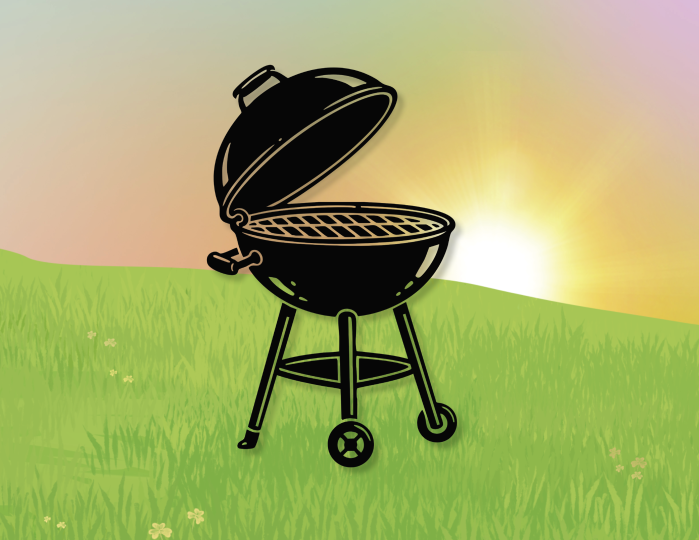 grill with sunset background