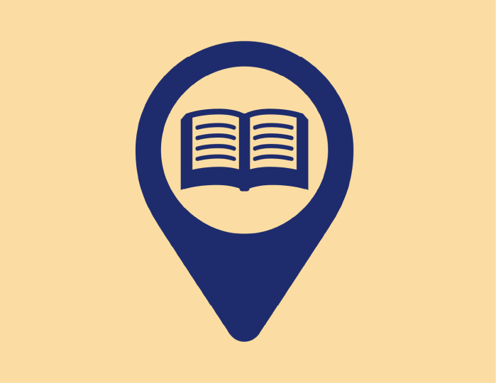 Location icon with a book in the middle