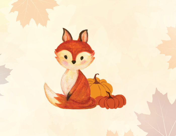 fox on autumn leaves background