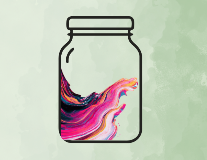 artistic depiction of hydro dipping colors on jar
