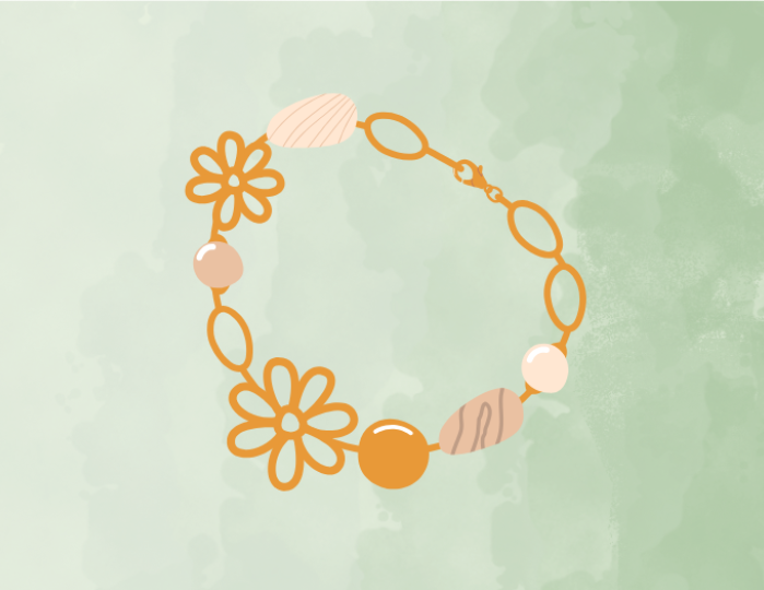 bracelet on green watercolor background