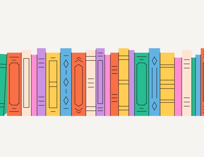 illustrated books in a row