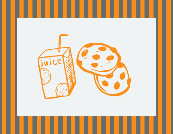 cartoon cookies and juice