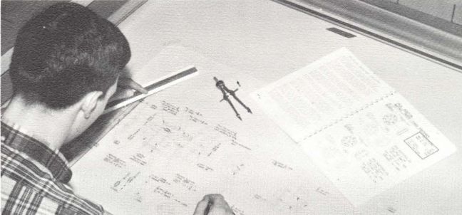 Industrial drafting student in 1968