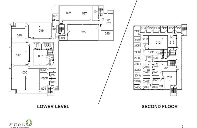 Health Sciences Building - Lower Level and Floor 2 Map