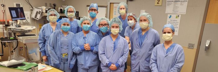 Surg Tech students in scrubs in group