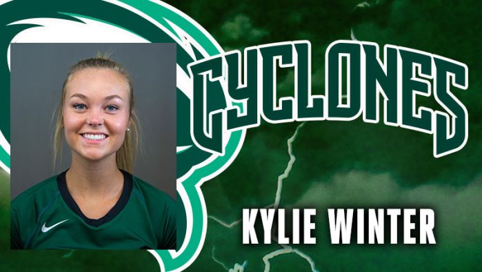 Kylie Winter headshot and Cyclones logo