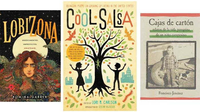 Book covers of Lobizona, Cool Salsa, and Cajas de Carton