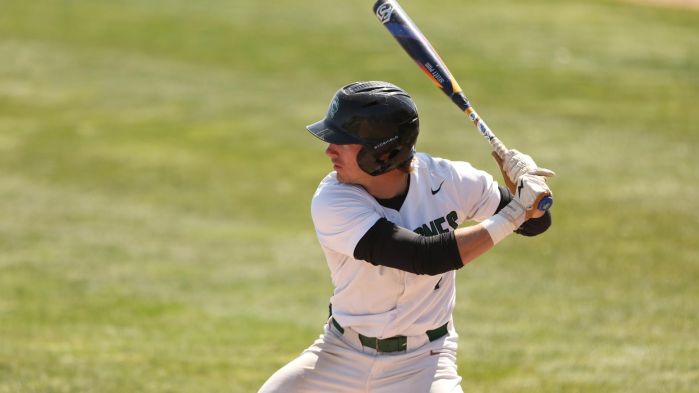 Hayden Frank holding a bat ready to take a swing