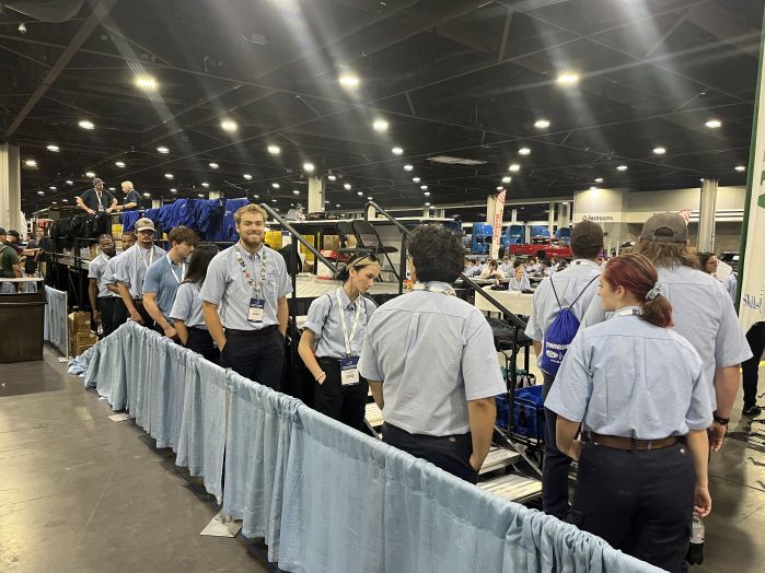 Lucas waiting in line to compete