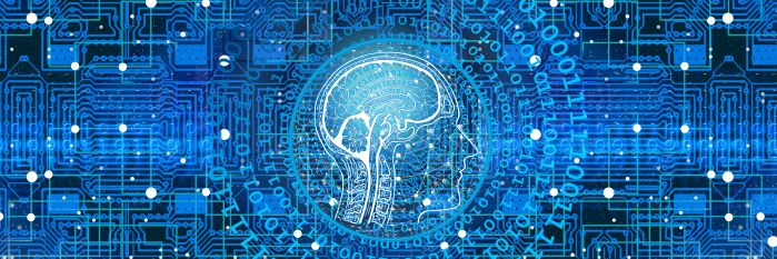 human brain with digital stuff coming out of it