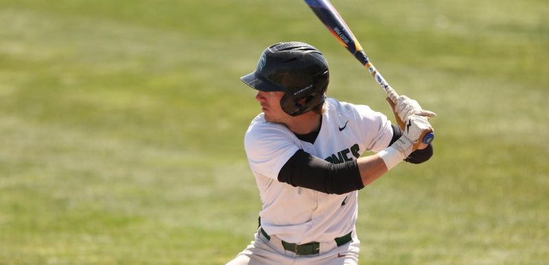 Hayden Frank holding a bat ready to take a swing