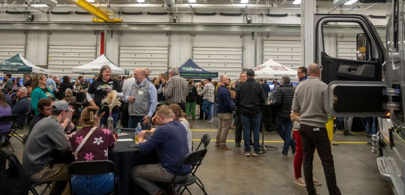 a large group of people int he diesel lab at BrewLash