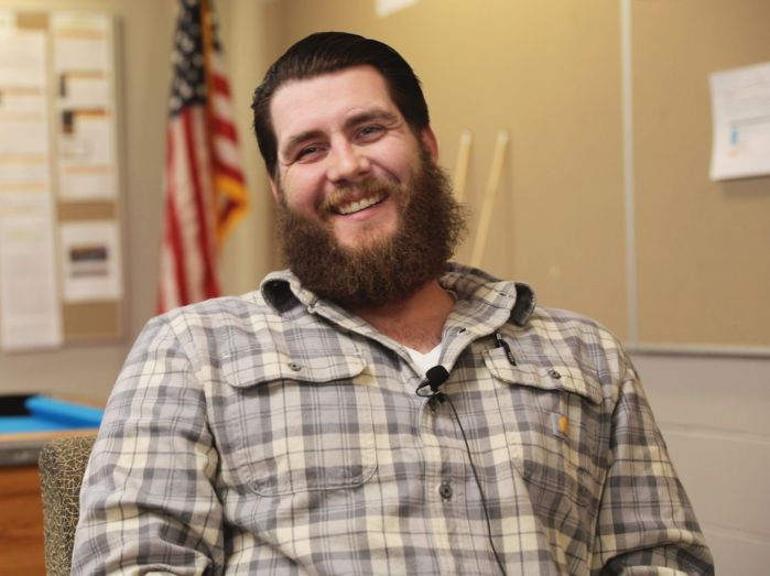 Logan Hiemstra in Vets Center smiling 