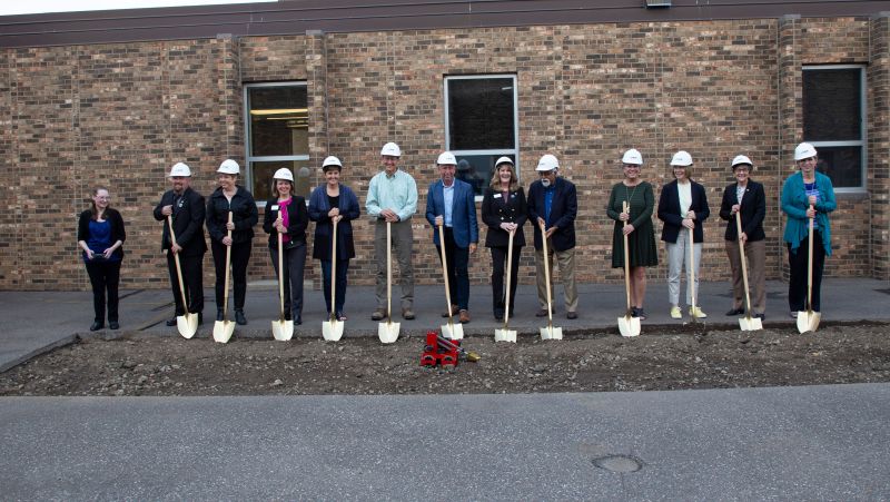 Group with shovels for groundbreaking