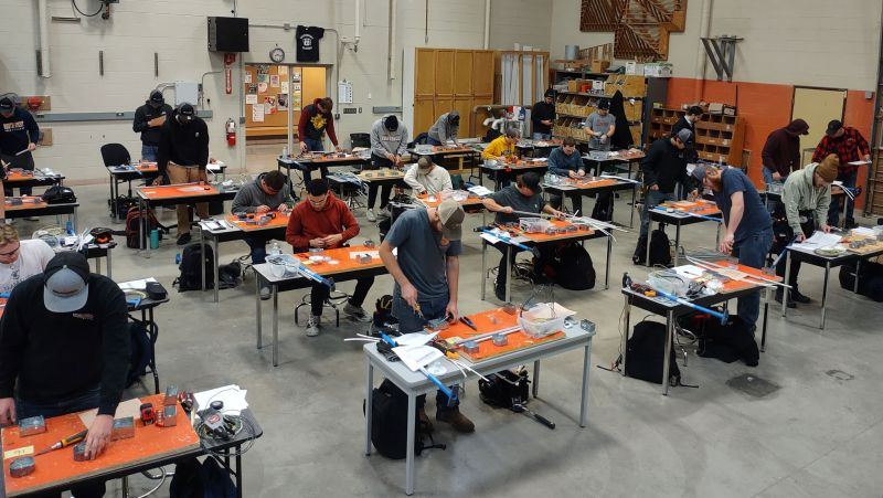 electrical classroom with skills competition happening