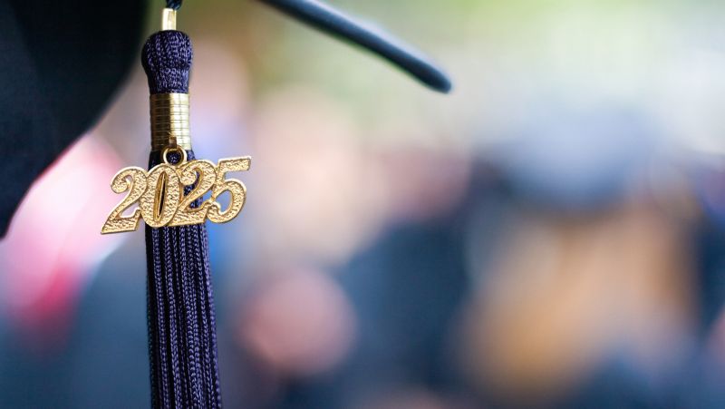 Grad cap with a 2025 year on the tassel