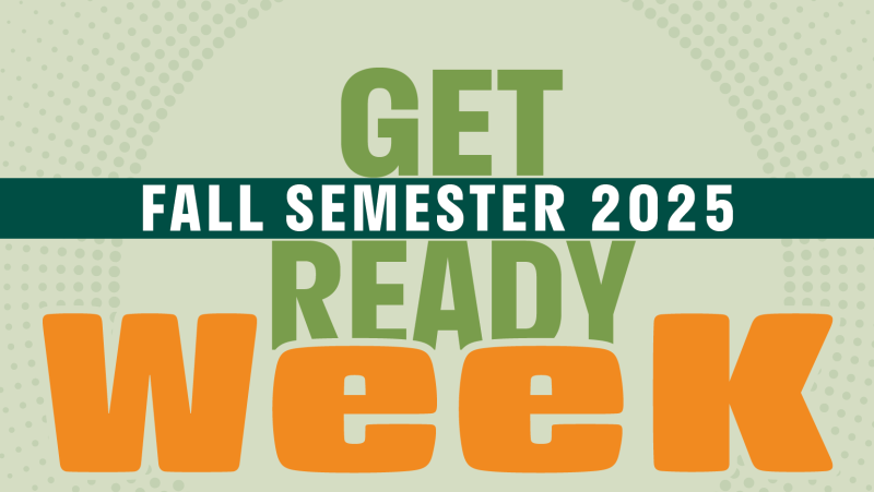 get ready week text on a stipled green background