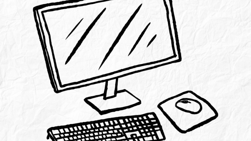 desktop computer with keyboard and mouse