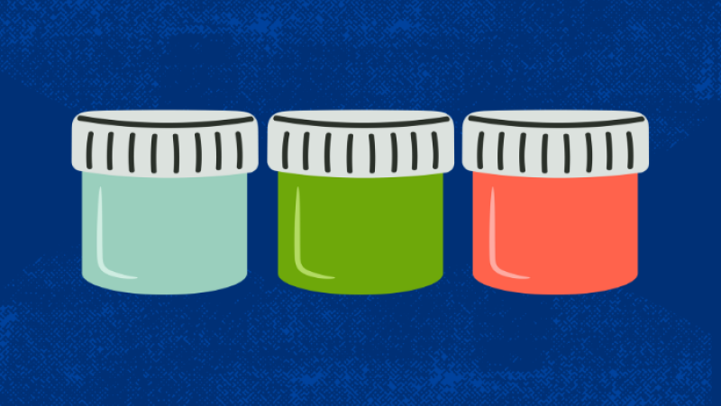 Three jars of paint with a blue background