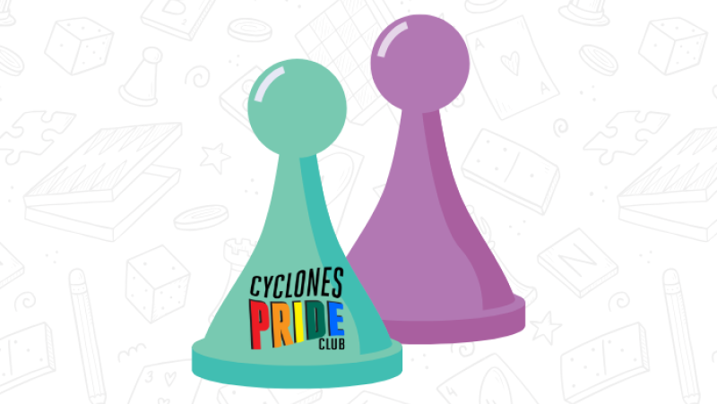 game pieces with the Cyclones Pride Club logo on them