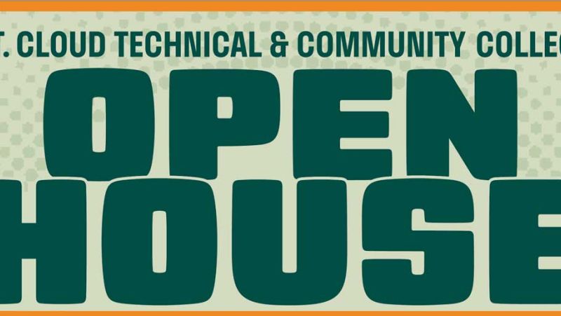 Open House text on a green background