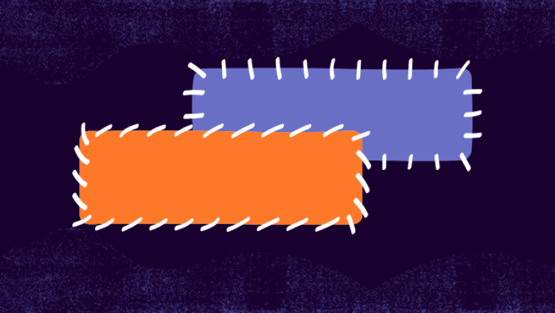 two patches with stitching around the boarder