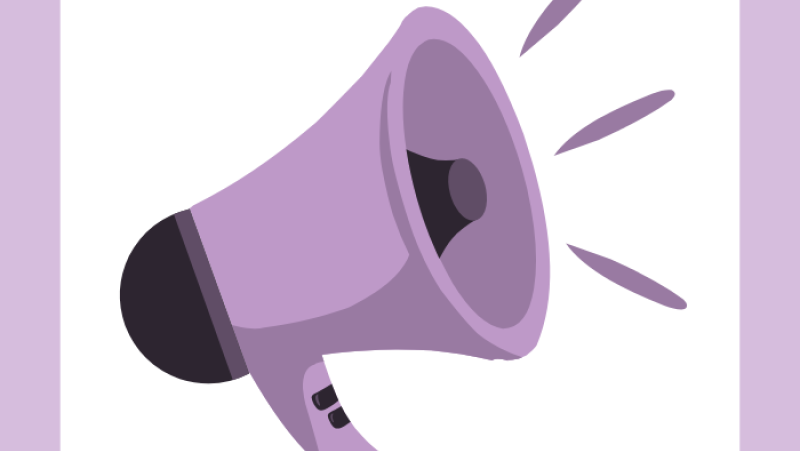 purple megaphone graphic