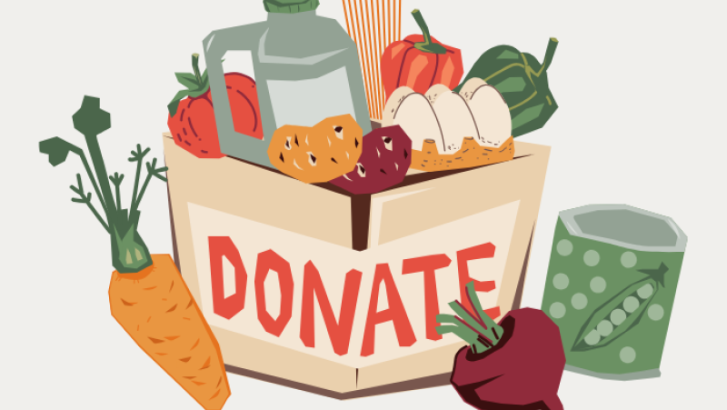 box of food with donate written on it