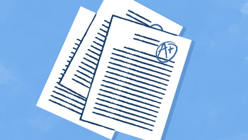 test with "A+" on them and a ice blue background