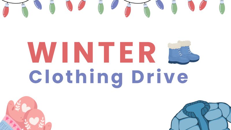 Winter Clothing Drive with lights and winter items