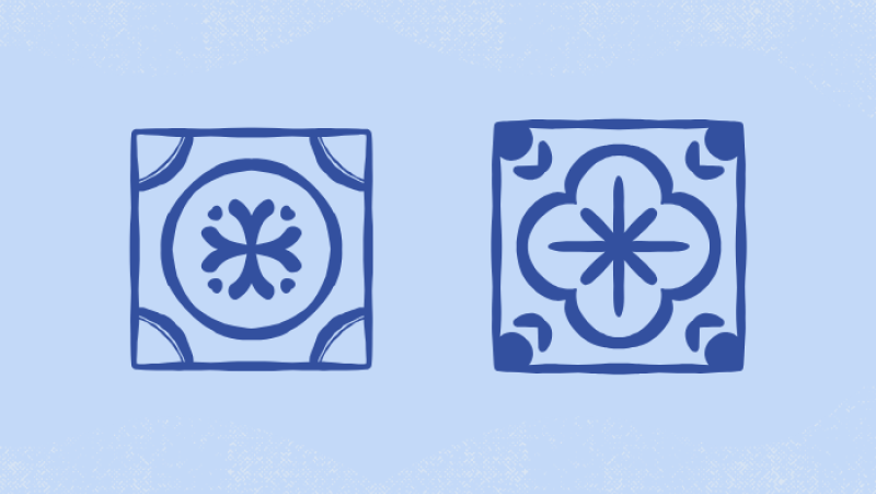 two blue tile coasters