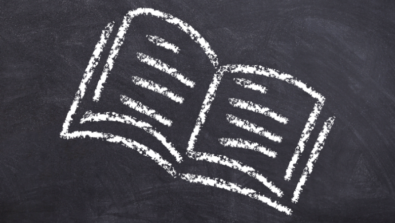 chalk drawing of a open book