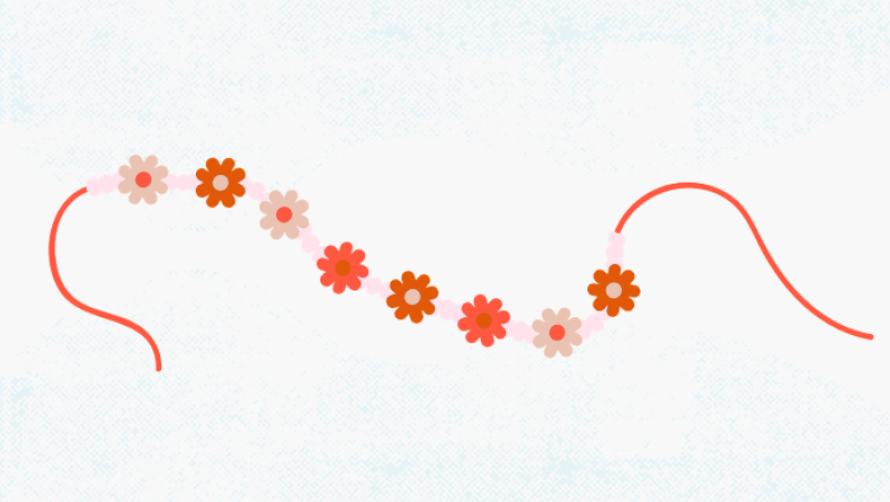 a pink beaded flower bracelet