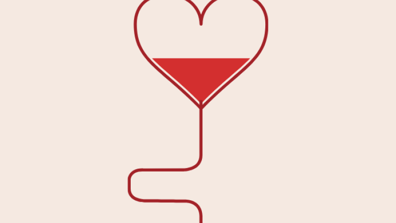 a medical bag for blood drive in the shape of a heart